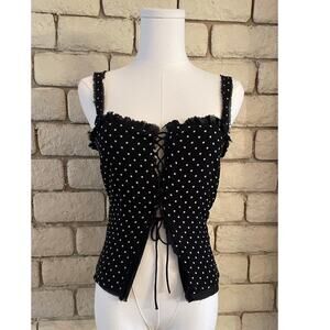 Zara Black & White Polka‎ Dot Corset Top Size XS